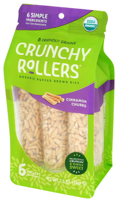 Crunchy Rollers  Crunchy Rice Rollers Cinnamon Churro Organic 6 Ct  2.6 Oz