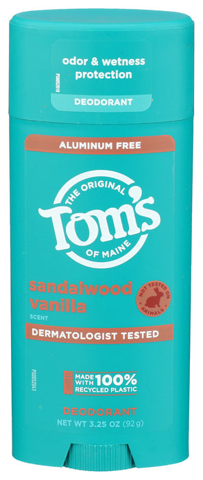 Tom's Of Maine Sandalwood Vanilla Natural Deodorant 3.25 Oz