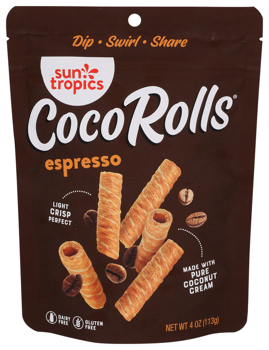 Sun Tropics  Coco Rolls Espresso Rolled Coconut Wafer  4 Oz