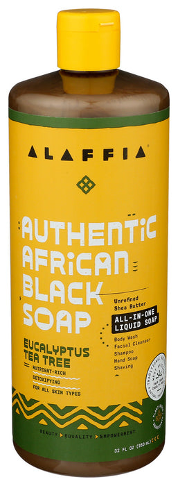 Alaffia Authentic African Black Soap Eucalyptus Tea Tree 32 Oz