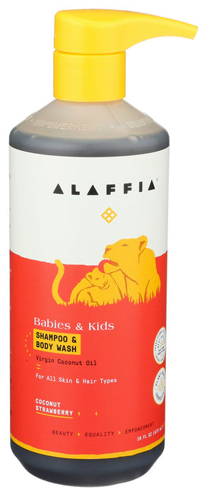 Alaffia Everyday Shampoo And Body Wash Coconut Strawberry 16 Oz