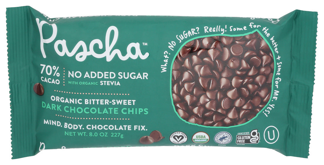 Pascha  Bitter-Sweet Dark Chocolate Chips With Stevia   8 Oz