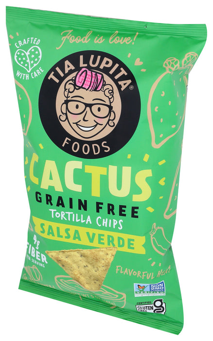 Tia Lupita  Cactus Tortilla Chips Salsa Verde  5 Oz