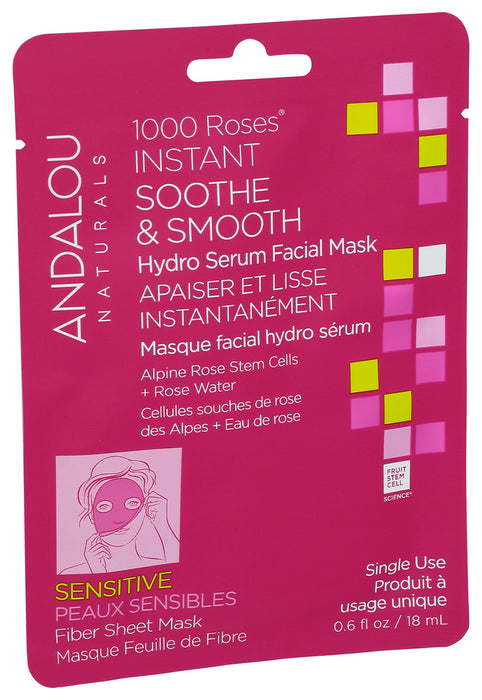 Andalou Naturals 1000 Roses Instant Soothe And Smooth Sheet Mask .6 Oz