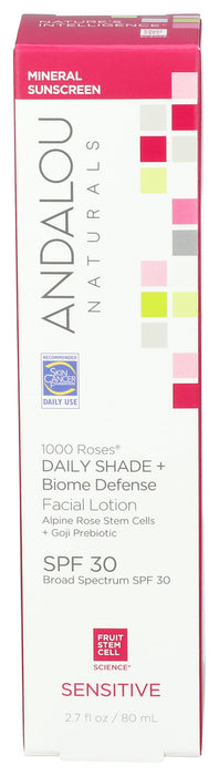 Andalou Naturals Sensitive 1000 Roses Shade + Biome Facial Lotion 2.7 Fl