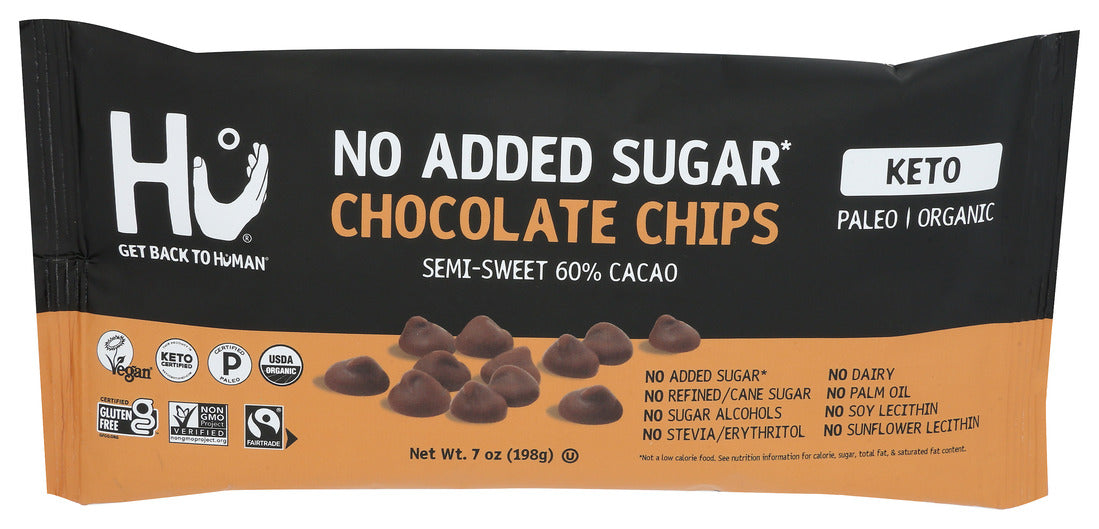 Hu Kitchen  Organic No Added Sugar Chocolate Chips   7 Oz