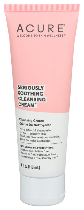 Acure Seriously Soothing Cleansing Cream  Sensitive Facial Cleanser 4 Oz