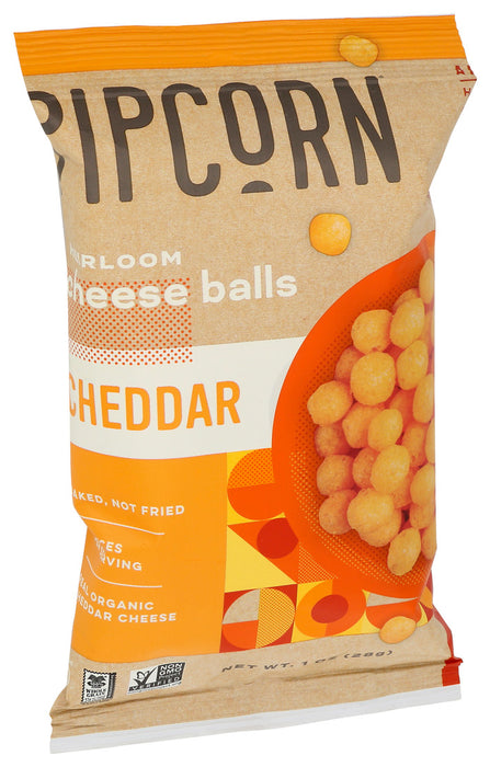 Pipcorn  Cheddar Cheese Balls Single Serve  1 Oz