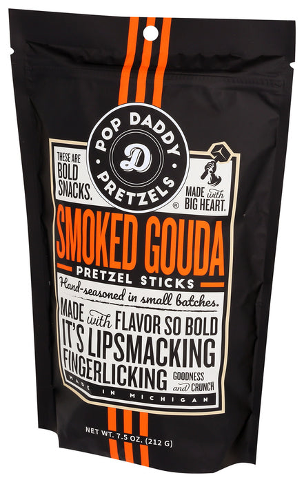 Pop Daddy  Smoked Gouda Seasoned Pretzel Sticks  7.5 Oz