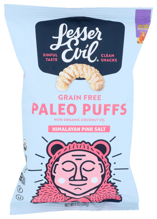 Lesser Evil  Grain Free Paleo Puffs Crunchy Himalayan Pink Salt  5 Oz