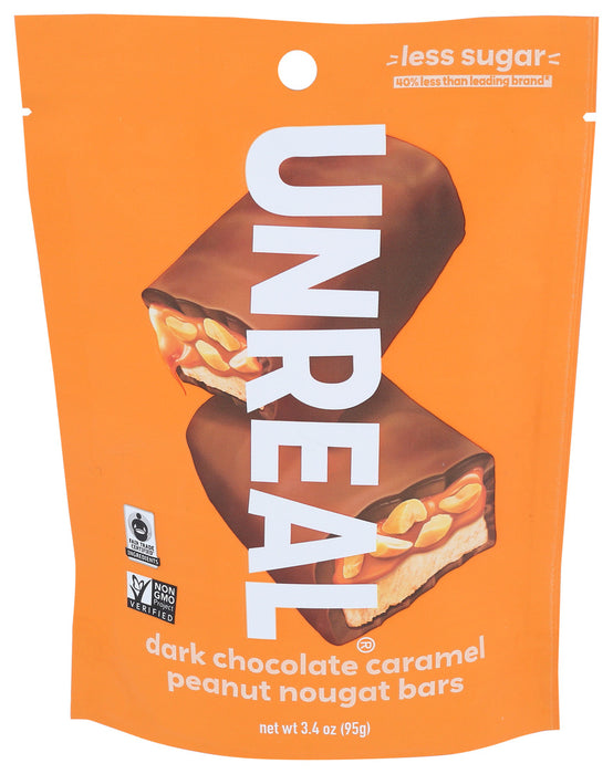 Unreal  Dark Chocolate Caramel Peanut Nougat   3.4 Oz