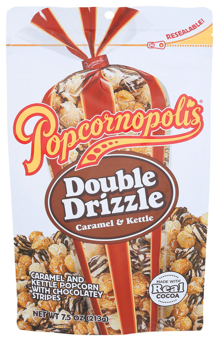 Popcornopolis  Caramel And Kettle Popcorn Double Drizzle  7.5 Oz