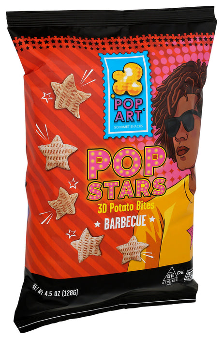 Pop Art  Gourmet Stars 3D Potato Bites Barbecue  4.5 Oz