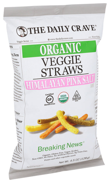 The Daily Crave  Organic Veggie Straws Himalayan Pink Salt  4.5 Oz