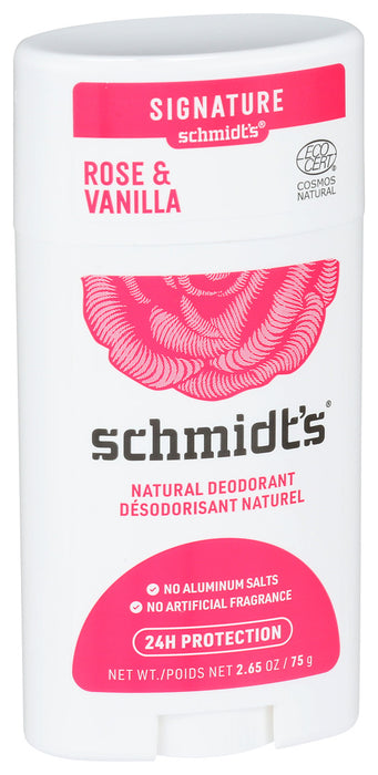 Schmidts  Natural Deodorant Rose And Vanilla Stick  1 Each  2.65 Oz