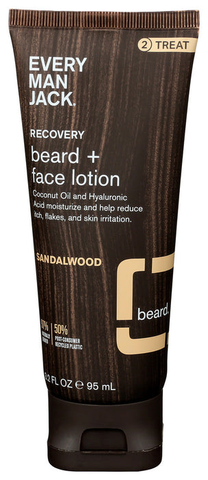 Every Man Jack  Beard + Face Lotion Sandalwood  1 Each  3.2 Oz