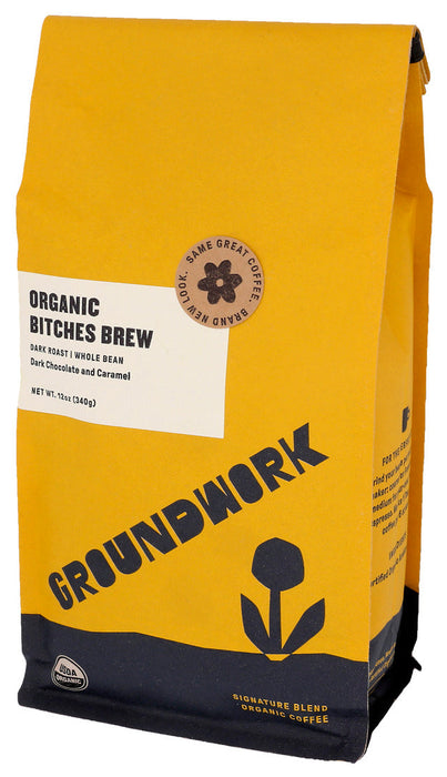 Groundwork Coffee  Organic Bitches Brew Dark Chocolate & Caramel Dark Roast Whole Bean   1