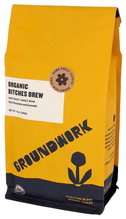 Groundwork Coffee  Organic Bitches Brew Dark Chocolate & Caramel Dark Roast Whole Bean   1