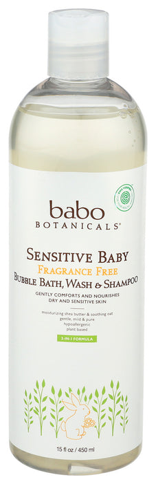 Babo Botanicals  Sensitive Baby Bubble Bath Wash And Shampoo  1 Each  15 Oz