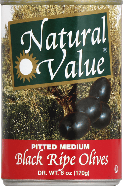 Natural Value Pitted Black Ripe Olives Medium  6 oz