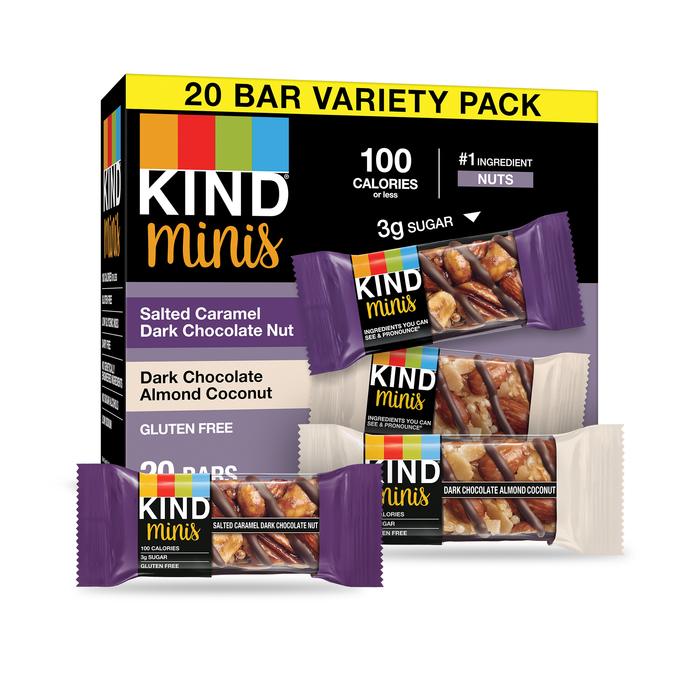 Kind  Minis Salted Caramel Dark Chocolate Nut/Dark Chocolate Almond Coconut Variety Pack