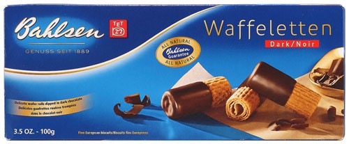 Bahlsen Dark Waffeletten Wafer Rolls In Dark Chocolate 3.5 Oz