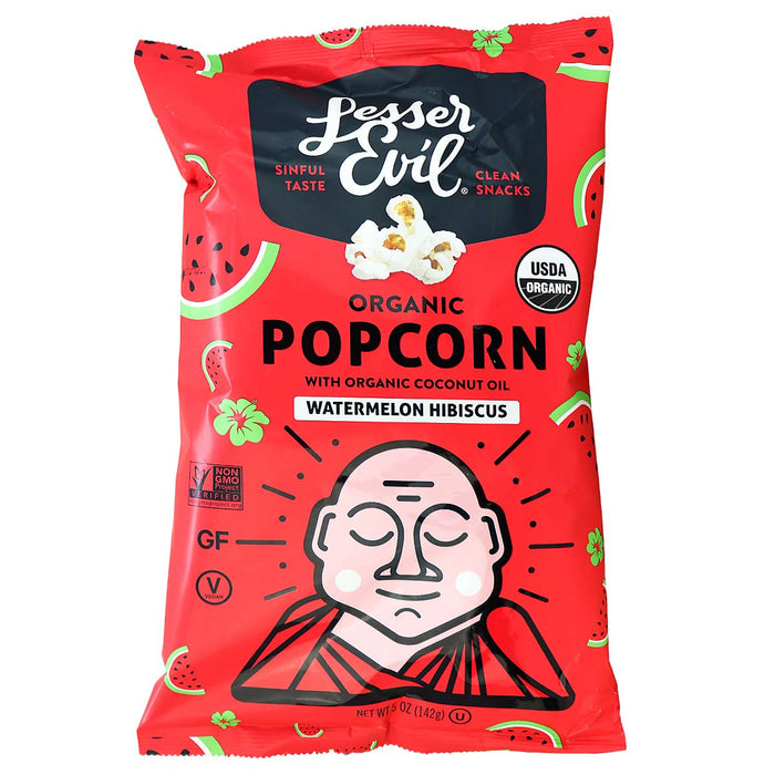 Lesser Evil  Popcorn With Coconut Oil Watermelon Hibiscus Organic  5 Oz