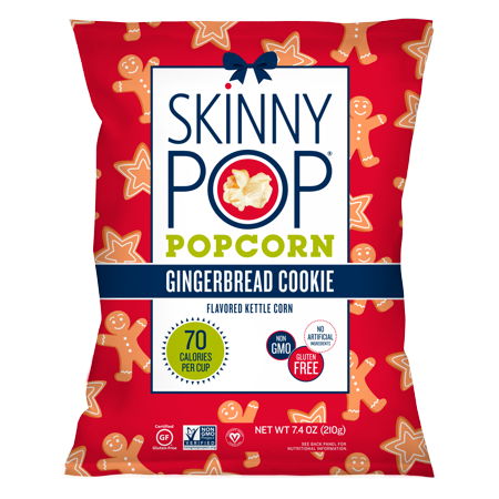 Skinnypop Popcorn  Gingerbread Cookie Flavored Kettle Corn Party Size Bag  7.4 Oz