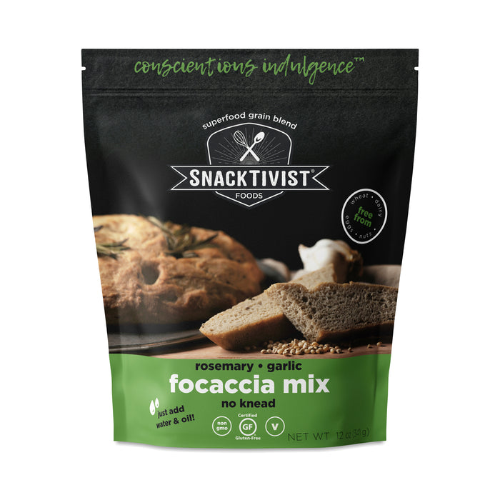 Snacktivist Foods  Rosemary Garlic No Knead Focaccia Mix Pouch   12 Oz