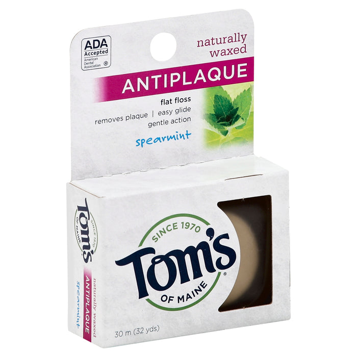 Tom'S Of Maine  Antiplaque Flat Floss Waxed Spearmint 32 Yards  32 Yd