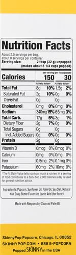 Skinnypop Popcorn  Microwave  Popcorn Butter  3/2.8 Oz.