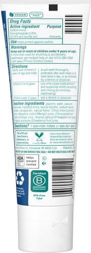 Tom'S Of Maine  Toothpaste Kids Orange Mango Fluoride  5.1 Oz