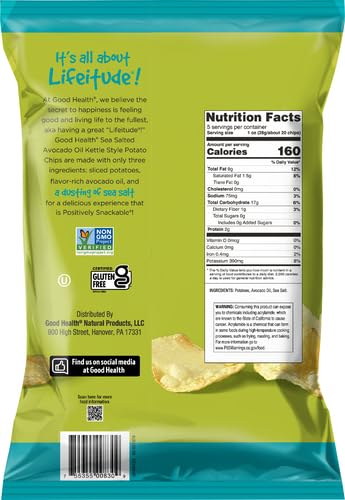 Good Health Natural Foods  Kettle Potato Chips Avocado Oil Sea Salt  5 Oz