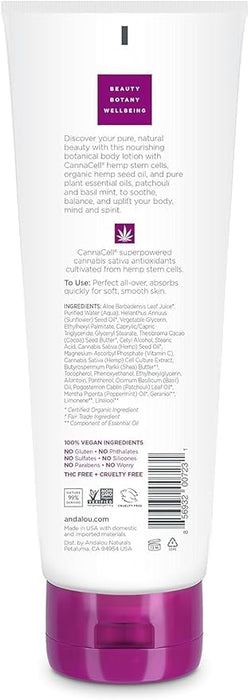 Andalou Naturals Cannacell Botanical Body Lotion Patchouli & Basil Mint 8 Oz