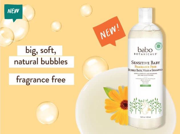 Babo Botanicals  Sensitive Baby Bubble Bath Wash And Shampoo  1 Each  15 Oz