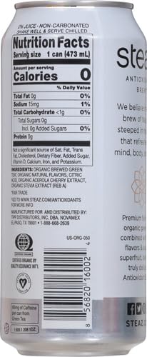 Steaz  Organic Green Tea Zero Calorie Peach Mango  16 Fl Oz