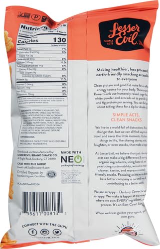 Lesser Evil  Organic Power Curls No Cheese Cheesiness  4 Oz