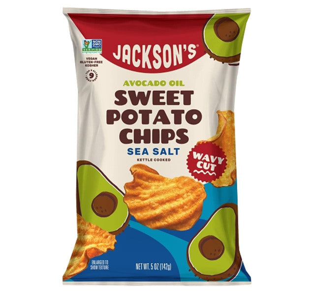 Jackson's Wavy Potato Chips Vegan Gluten Free Avocado Oil Sea Salt 5 oz