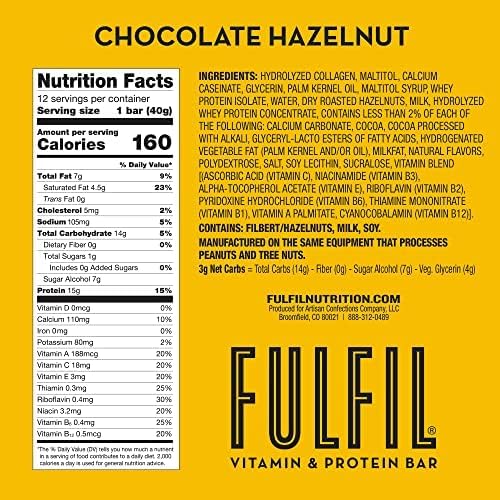 Fulfil  Vitamin And Protein Bar Chocolate Hazelnut   1.41 Oz