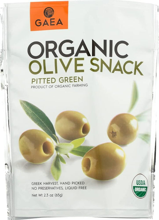 Gaea Organic Pitted Green Olive Snack 2.3 oz