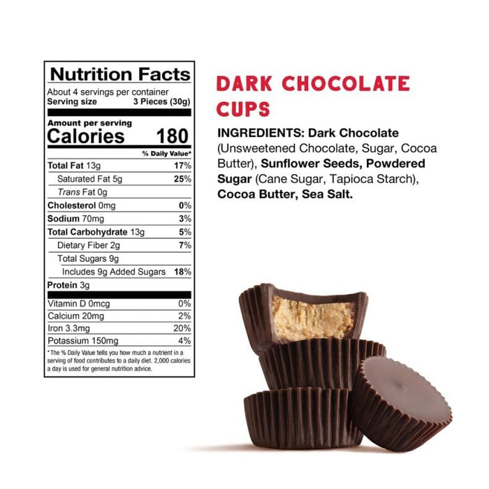 Free 2 B  Mini Sun Cups Dark Chocolate With Sunflower Butter   4.2 Oz