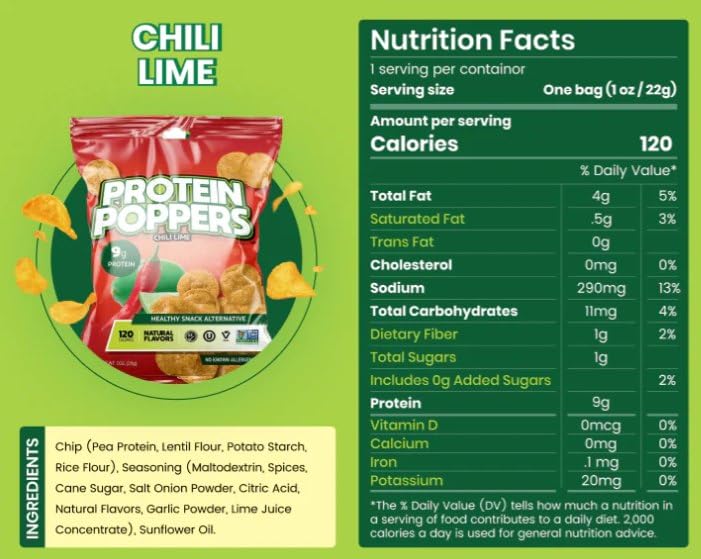 Protein Poppers Chips Chili Lime