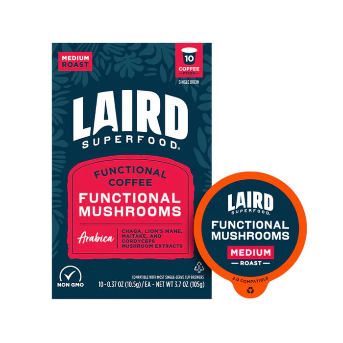 Laird Superfood  Organic Functional Coffee K-Cups Functional Mushrooms   10 - 0.37 oz / 3.