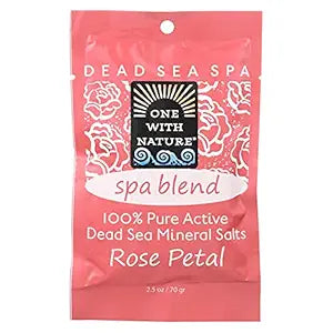 One With Nature  Spa Blend Rose Petal Dead Sea Mineral Bath Salt  2.5 Oz
