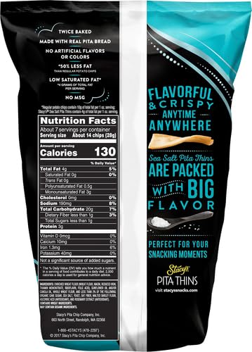 Stacy`S  Baked Pita Thins Sea Salt  6.75 Oz