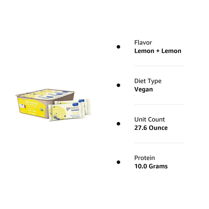 Gomacro  Organic Lemon Protein Bars   2.3 Oz