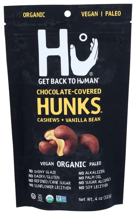 Hu Kitchen  Organic Hunks Chocolate Covered Cashews & Vanilla Bean   4 Oz