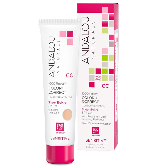 Andalou Naturals 1000 Roses Color Plus Correct Sheer Spf 30 Nude 2 Oz