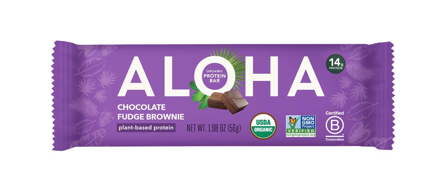 Aloha  Organic Chocolate Fudge Brownie Plant Protein Bar   1.9 Oz