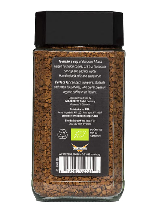 Mount Hagen  Instant Fairtrade Coffee Organic   3.53 oz